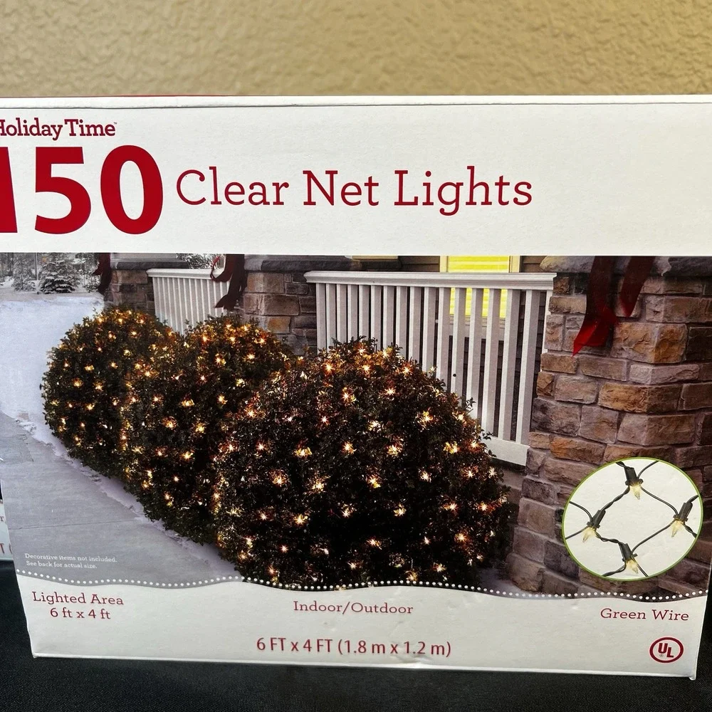 New 3/ Holiday Time 150-Count Clear Net Christmas - Each Lights 24 Sq. Ft.  4x6